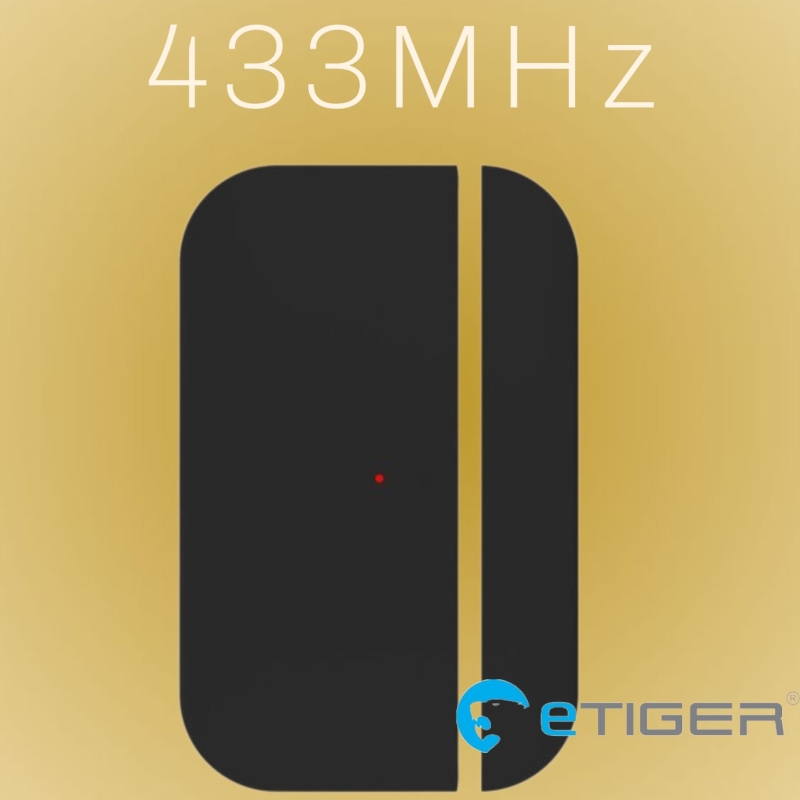 eTiger&reg; X200 stijlvolle zwarte Magneetsensor voor deuren, ramen en kluizen.